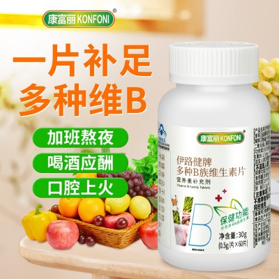 现货批发伊路健牌多种B族维生素片蓝帽保健食品补充维生素叶酸片